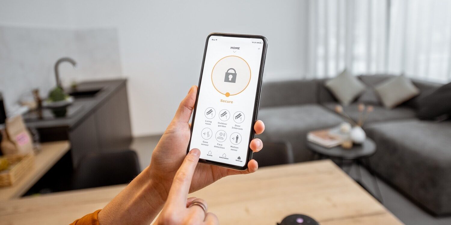 Smartphone with security application indoors